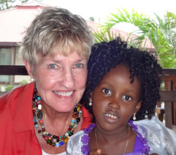 Deborah Lindholm with Deborah in Liberia
