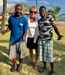 Deborah Lindholm with friends Raw and Rogers in Liberia